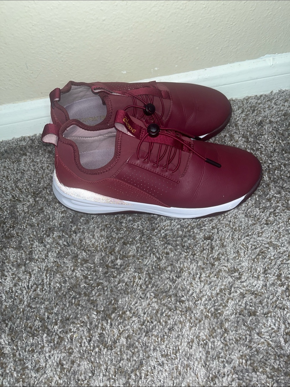 Clove Women Slip-On Sneakers in Burgundy with Metallic Accent